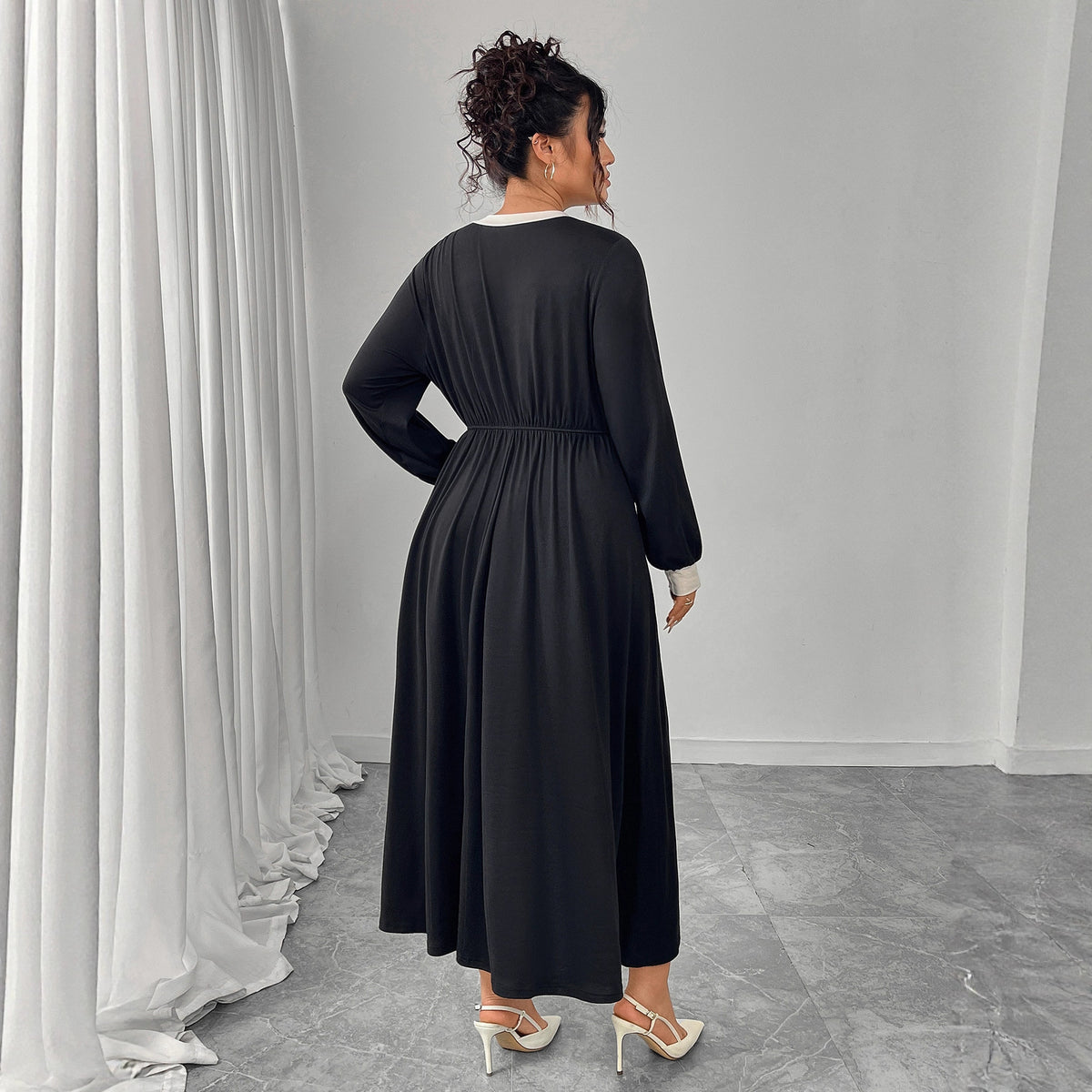Women's Plus Size Black Spandex Maxi Dress