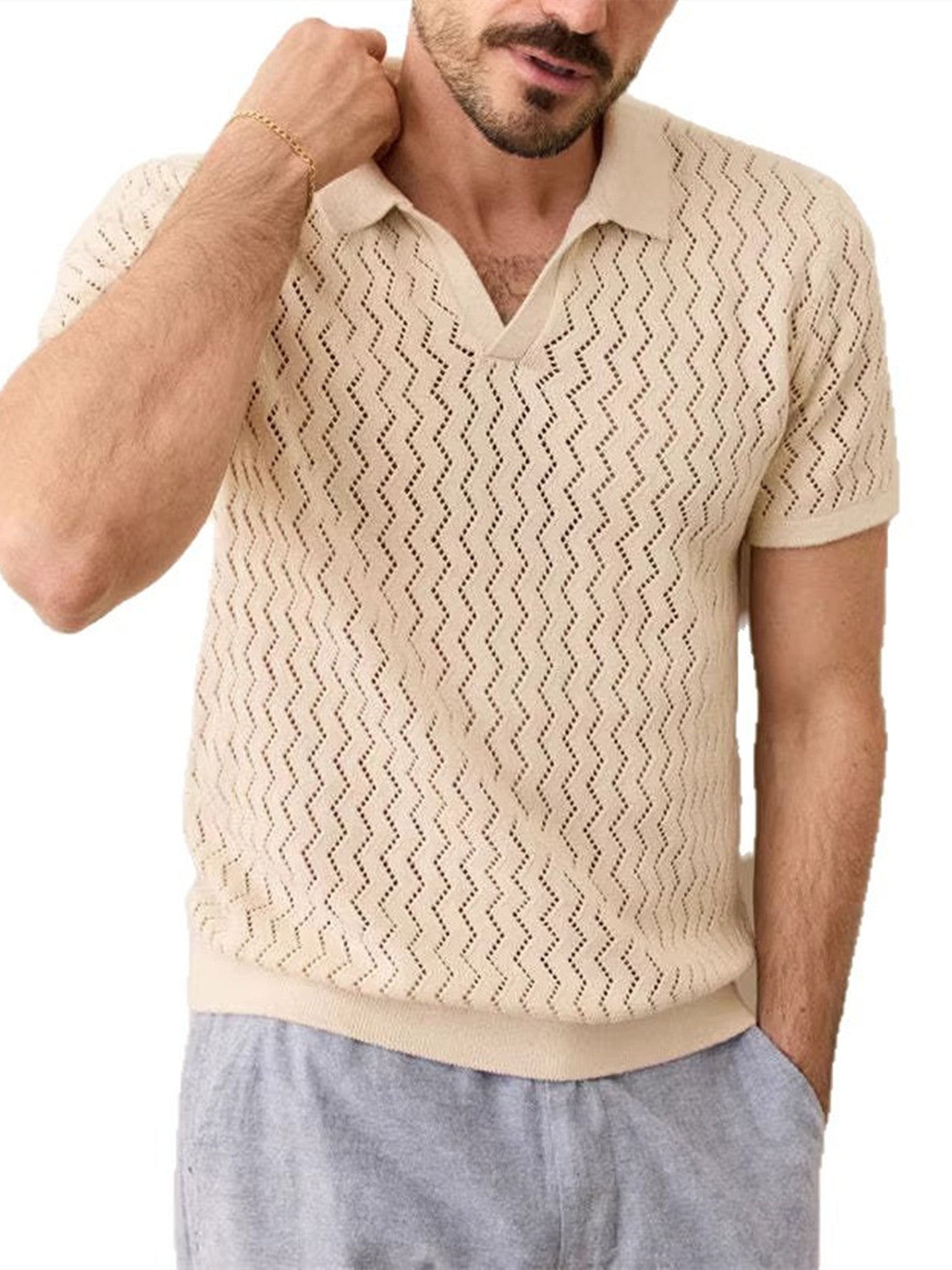 Hollow Knit Polo
