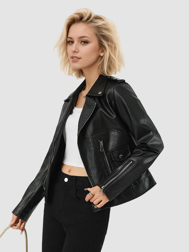 Women's Black Faux Leather Jacket