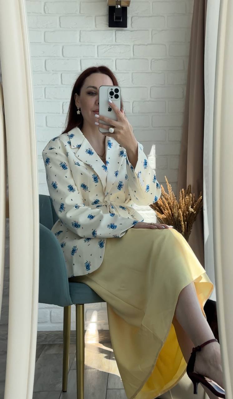 Elegant Flower Print Suit Jacket for Women