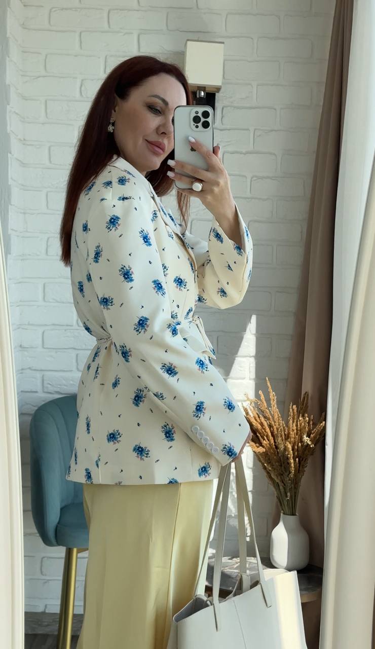 Elegant Flower Print Suit Jacket for Women