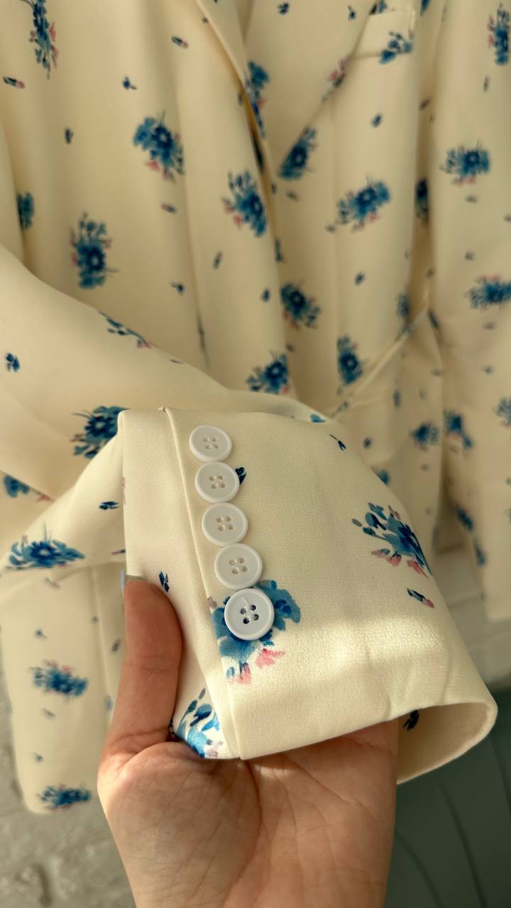 Elegant Flower Print Suit Jacket for Women