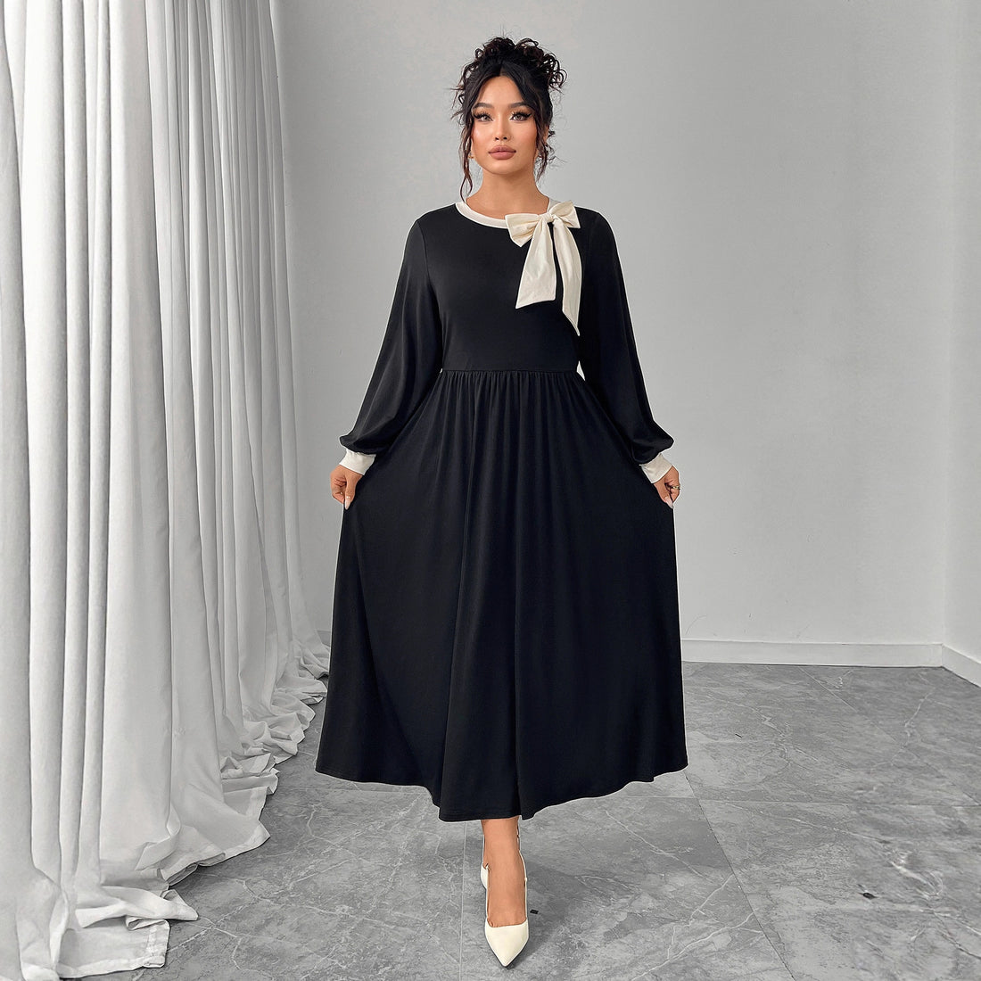 Women's Plus Size Black Spandex Maxi Dress