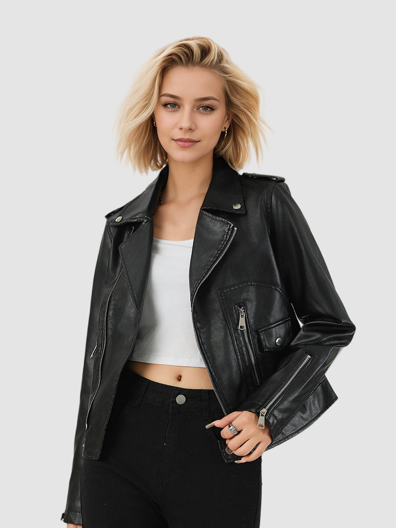Women's Black Faux Leather Jacket