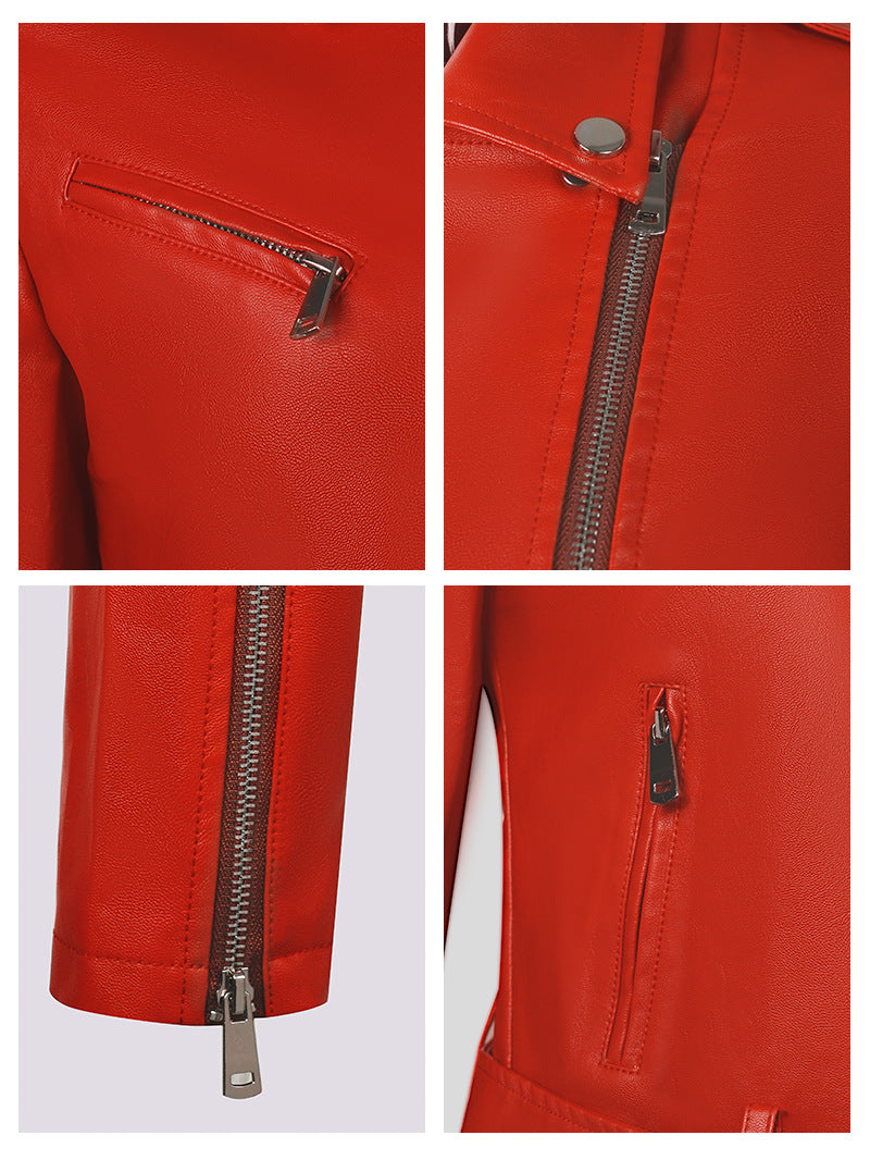 Women's Belted Faux Leather Moto Jacket