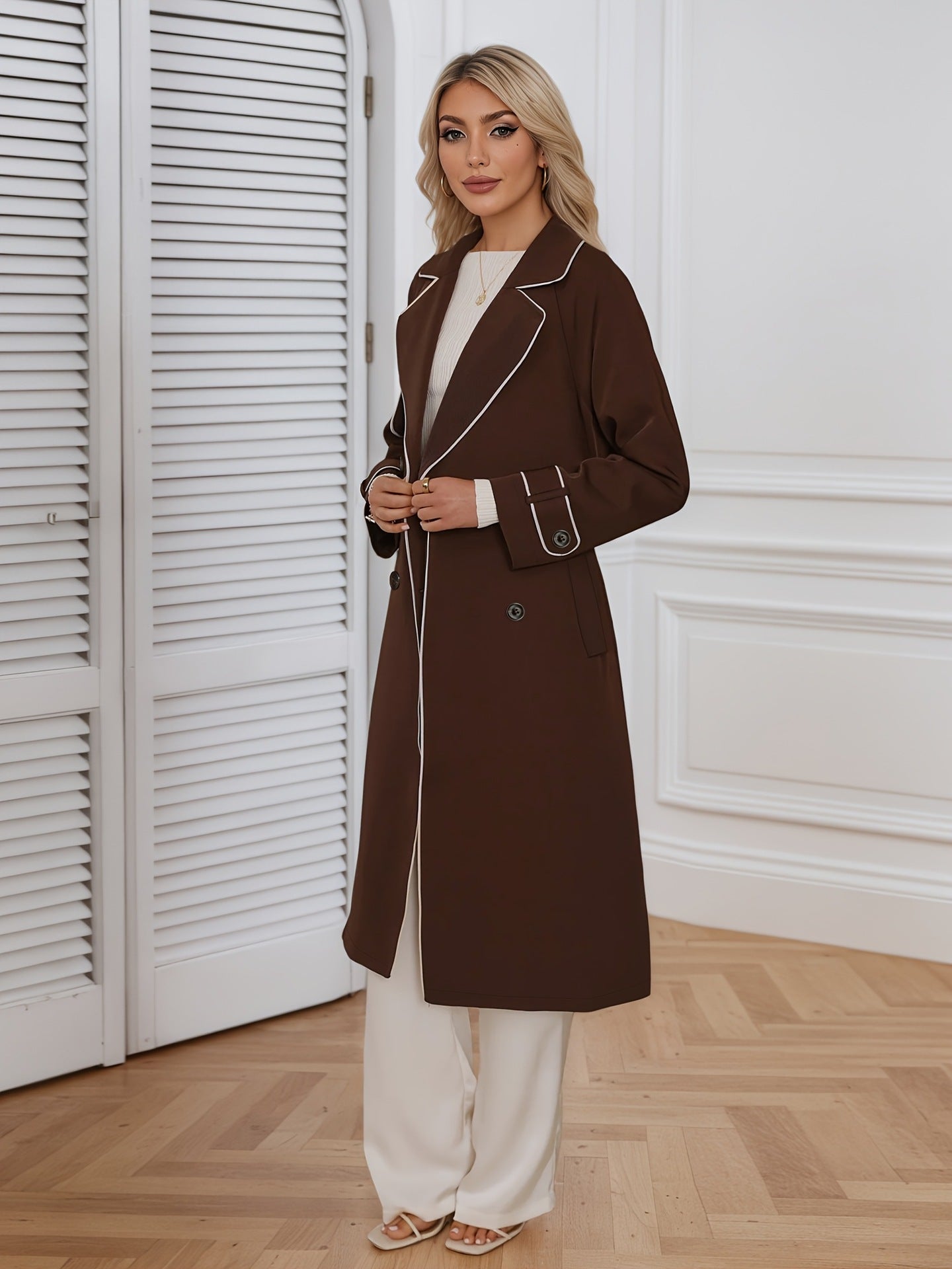 Women's Brown Belted Trench Coat