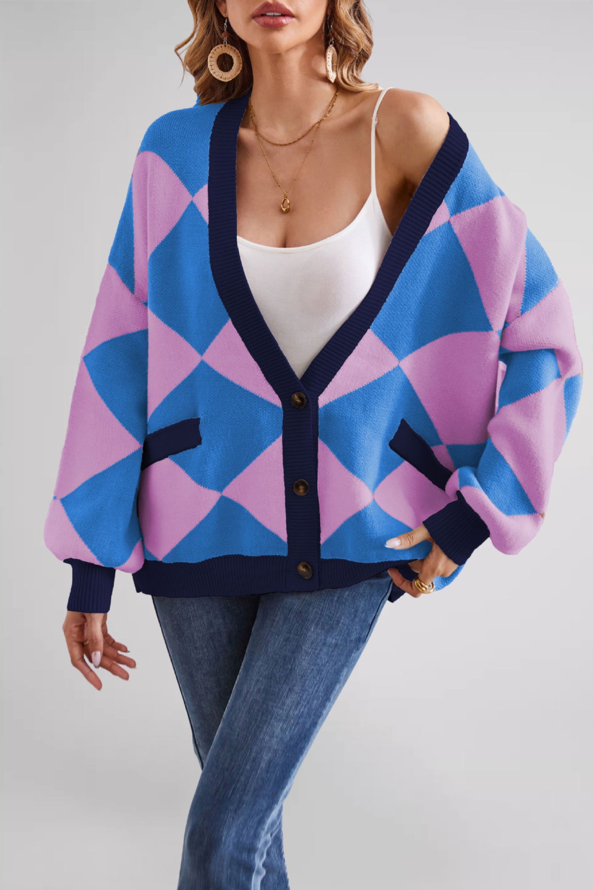 Women's Knitted Cardigan Sweater Multicolor