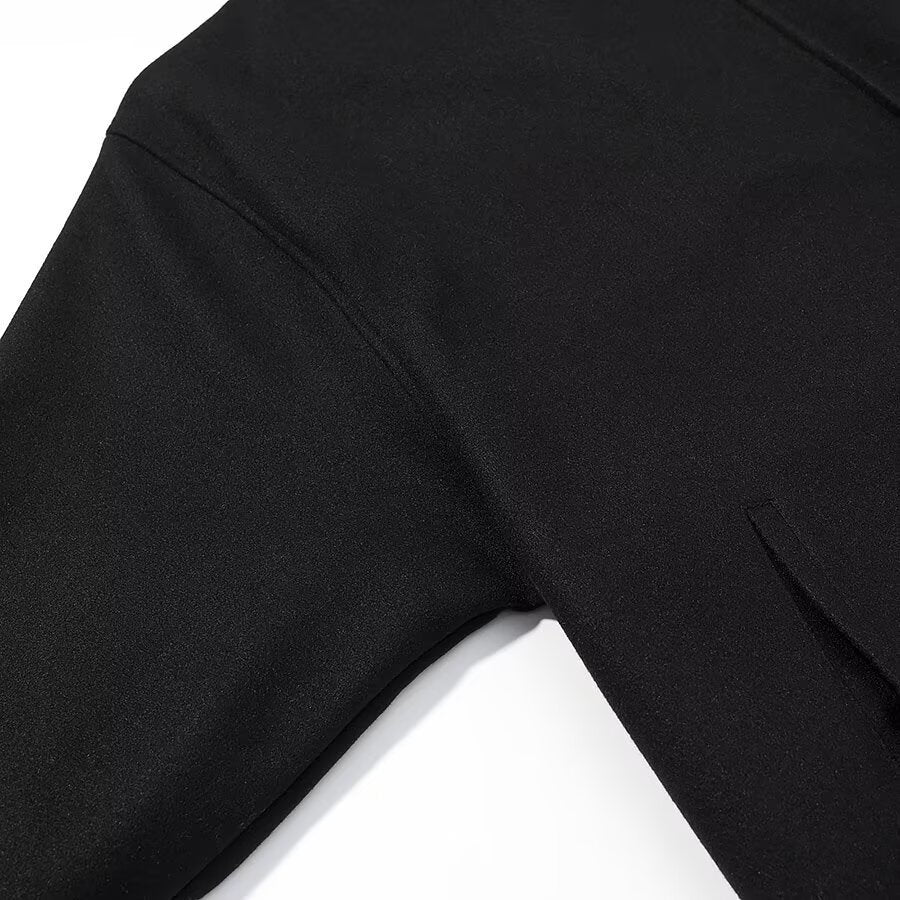 Women's Long Coat – High Collar Loose Maxi Overcoat with Hidden Placket