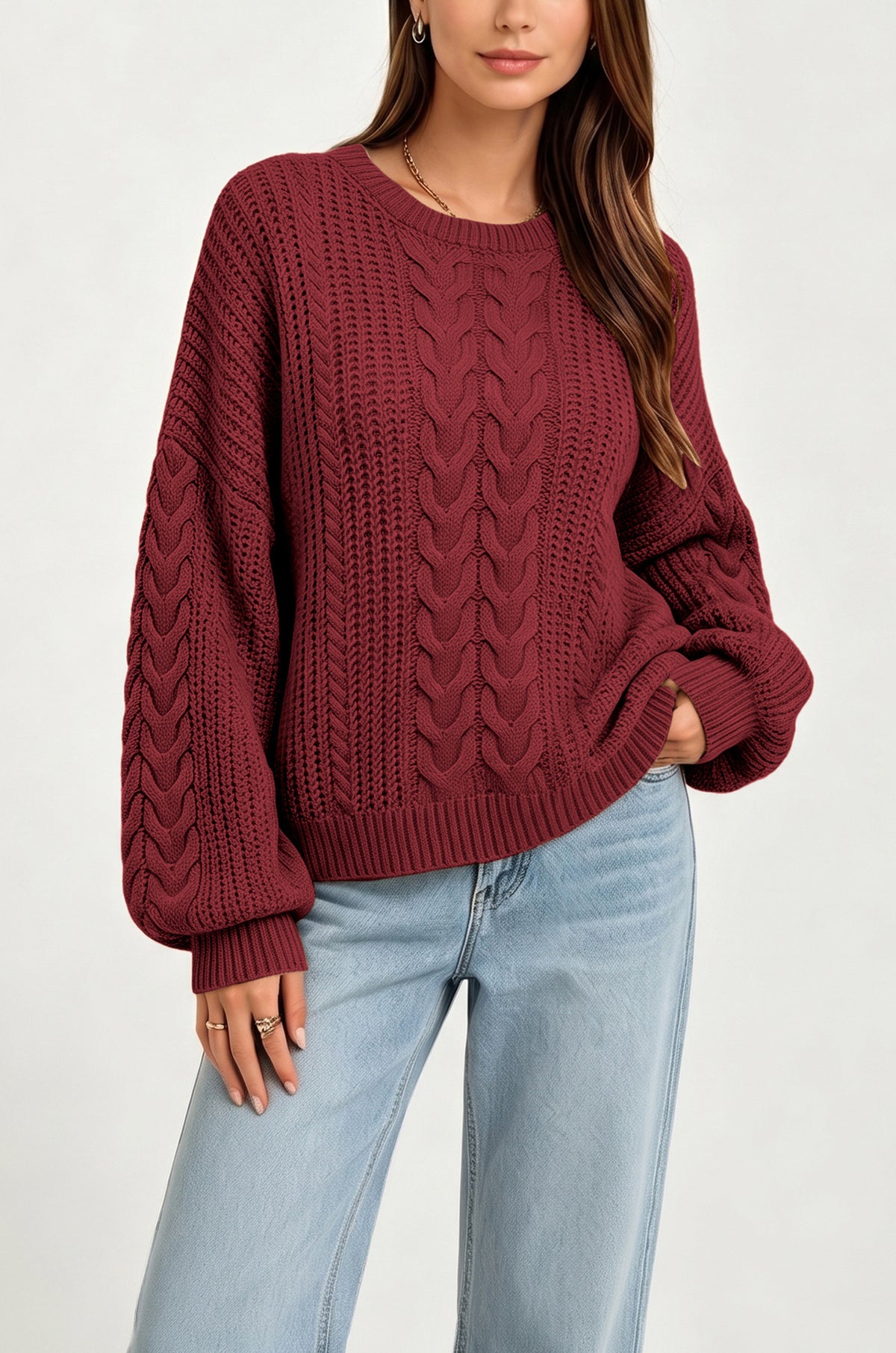 Izi Women Casual Cable Knit Sweater