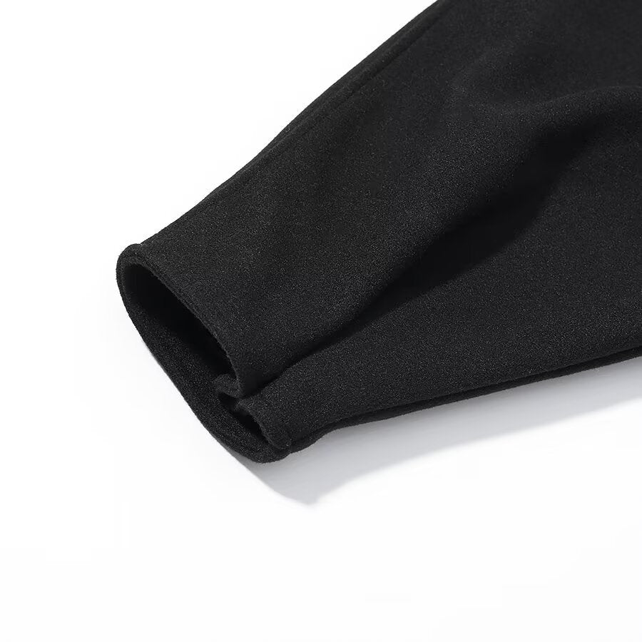 Women's Long Coat – High Collar Loose Maxi Overcoat with Hidden Placket
