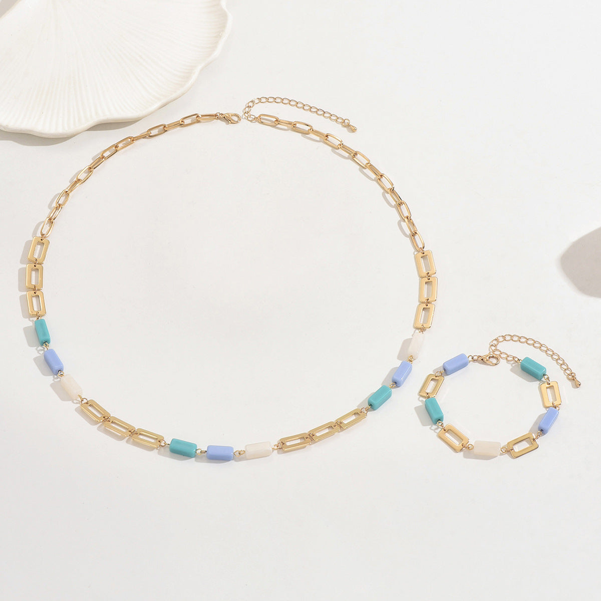 Bohemian Splicing Necklace Bracelet Set