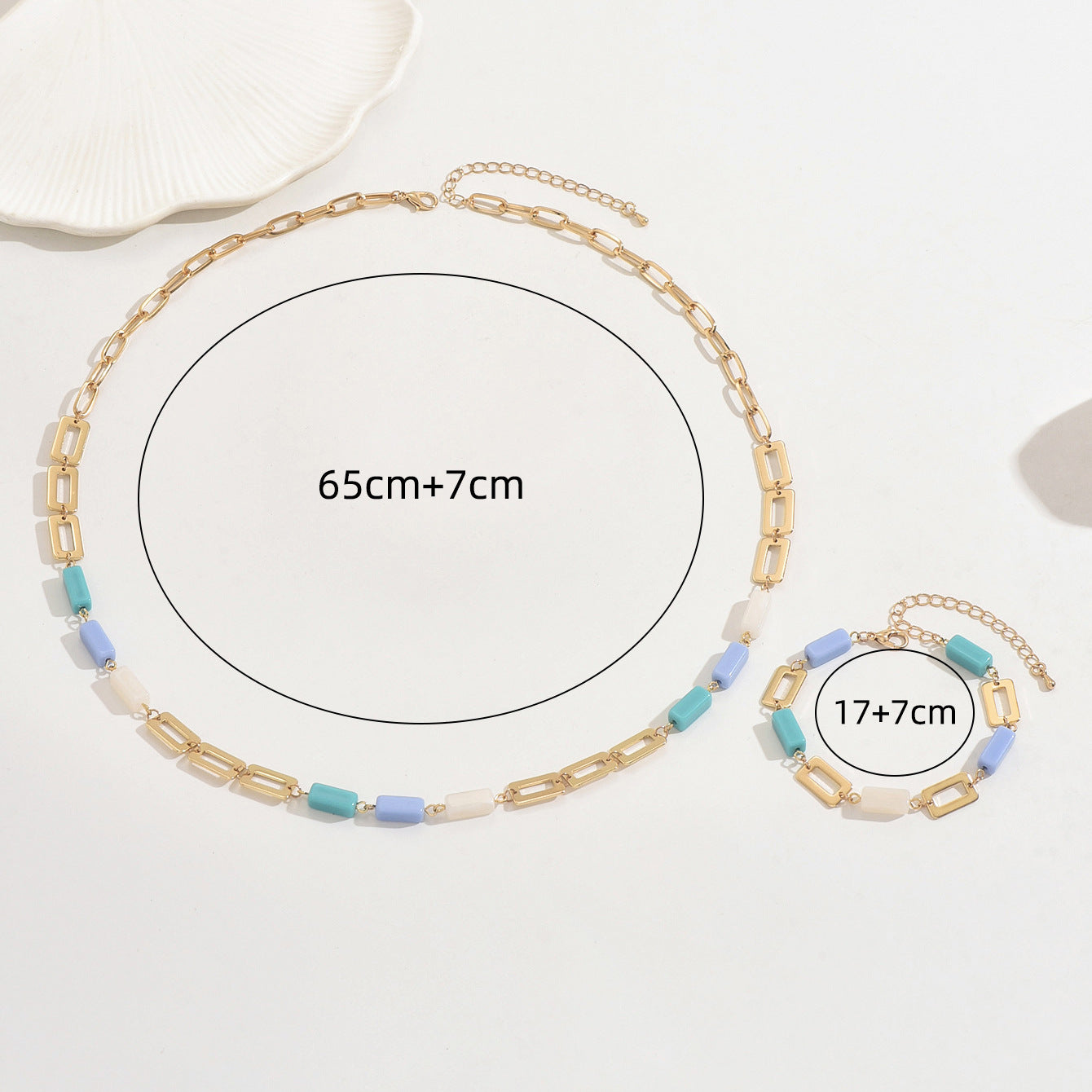 Bohemian Splicing Necklace Bracelet Set