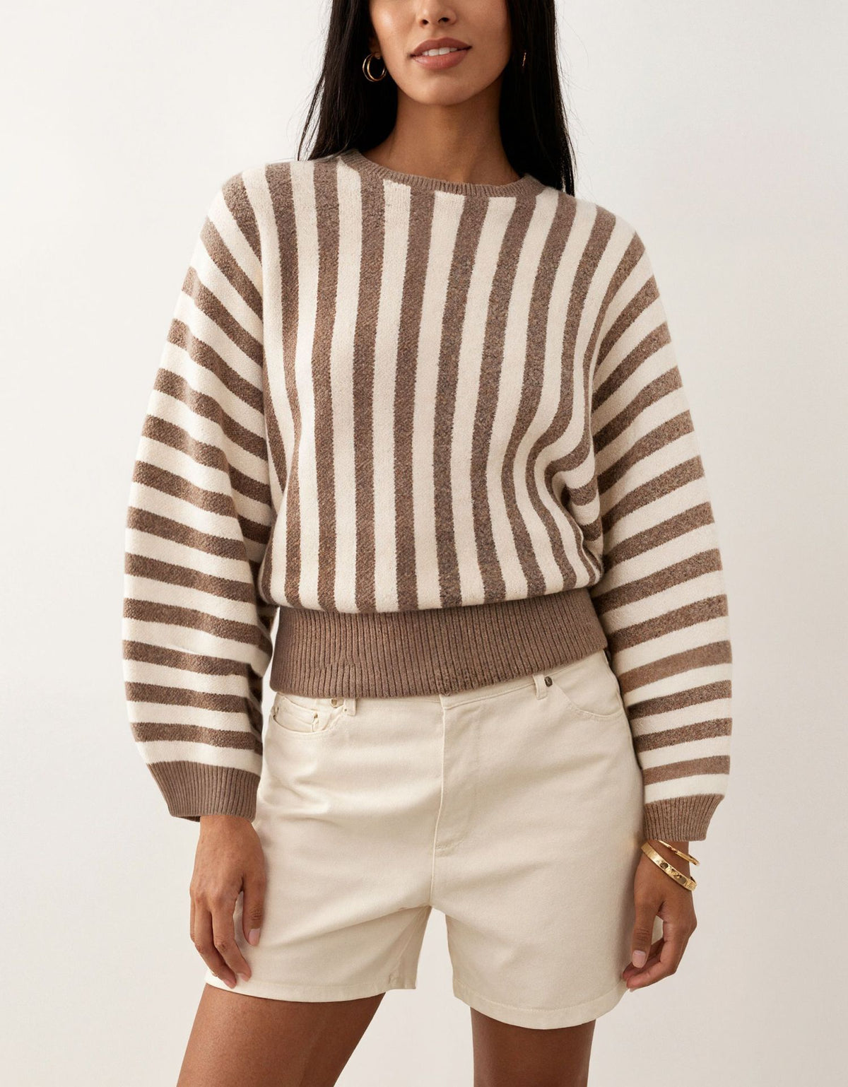 Women's Long Sleeve Striped Pullover Sweater