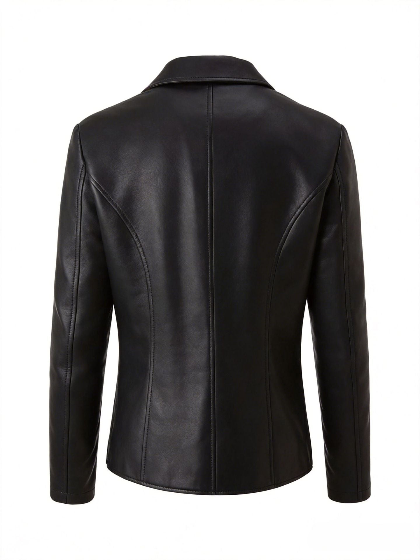 Women's Black Faux Leather Lapel Jacket