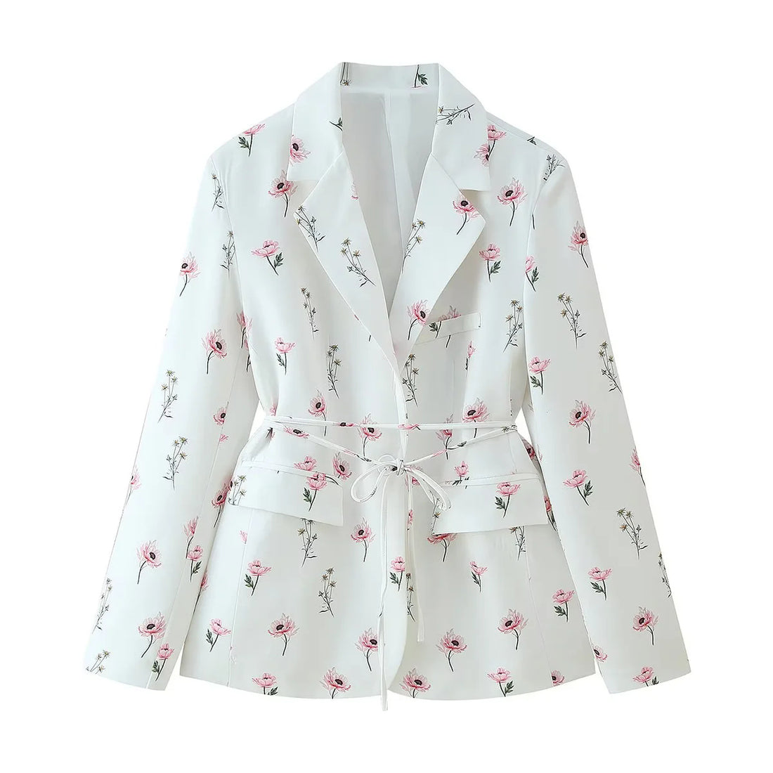 Elegant Flower Print Suit Jacket for Women