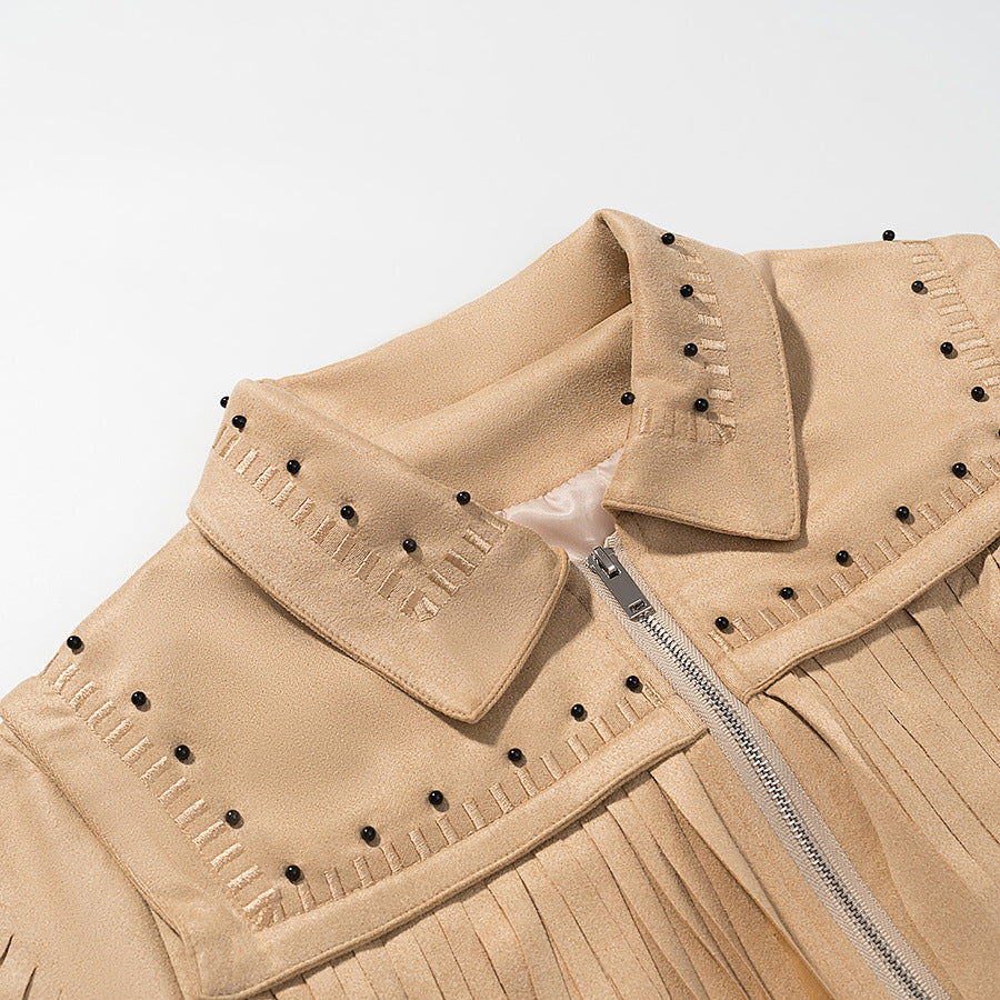 Design Retro Tassel Long Sleeve Jacket