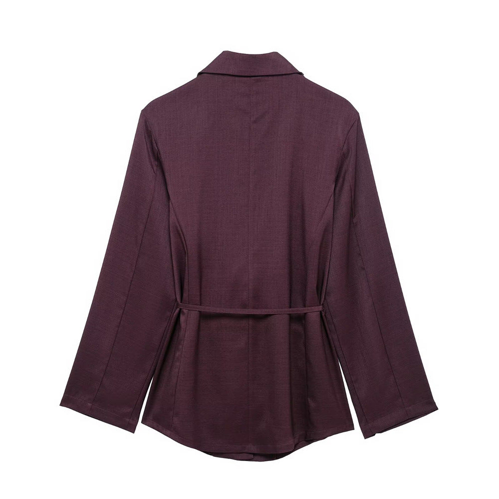 Women's Suit Shirt High Waist Pleated Pants Set