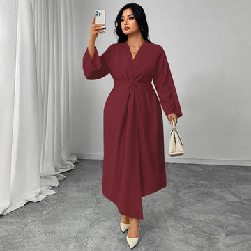 Women's Plus Size Long Sleeve Bodycon Midi Dress