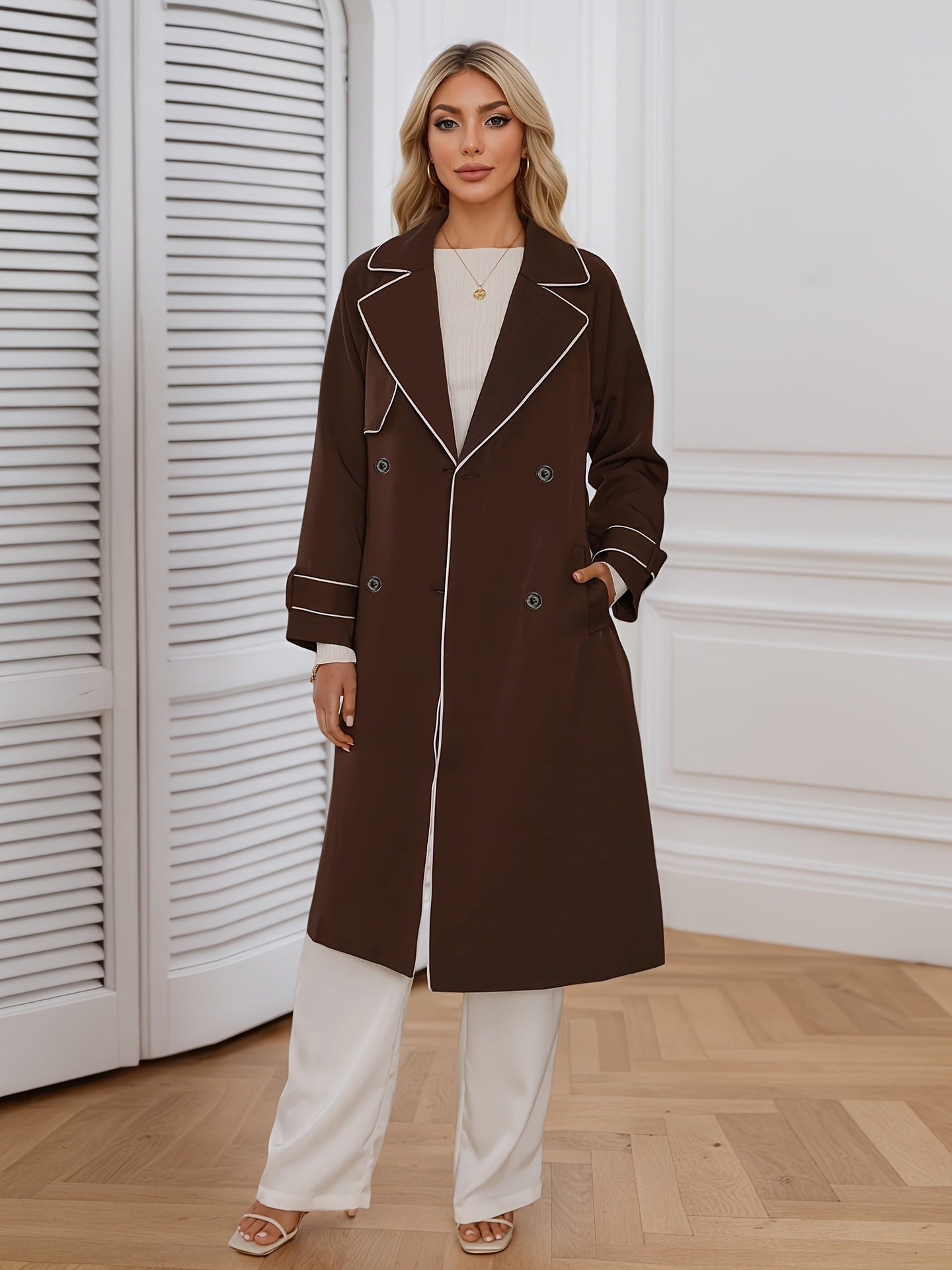 Women's Brown Belted Trench Coat