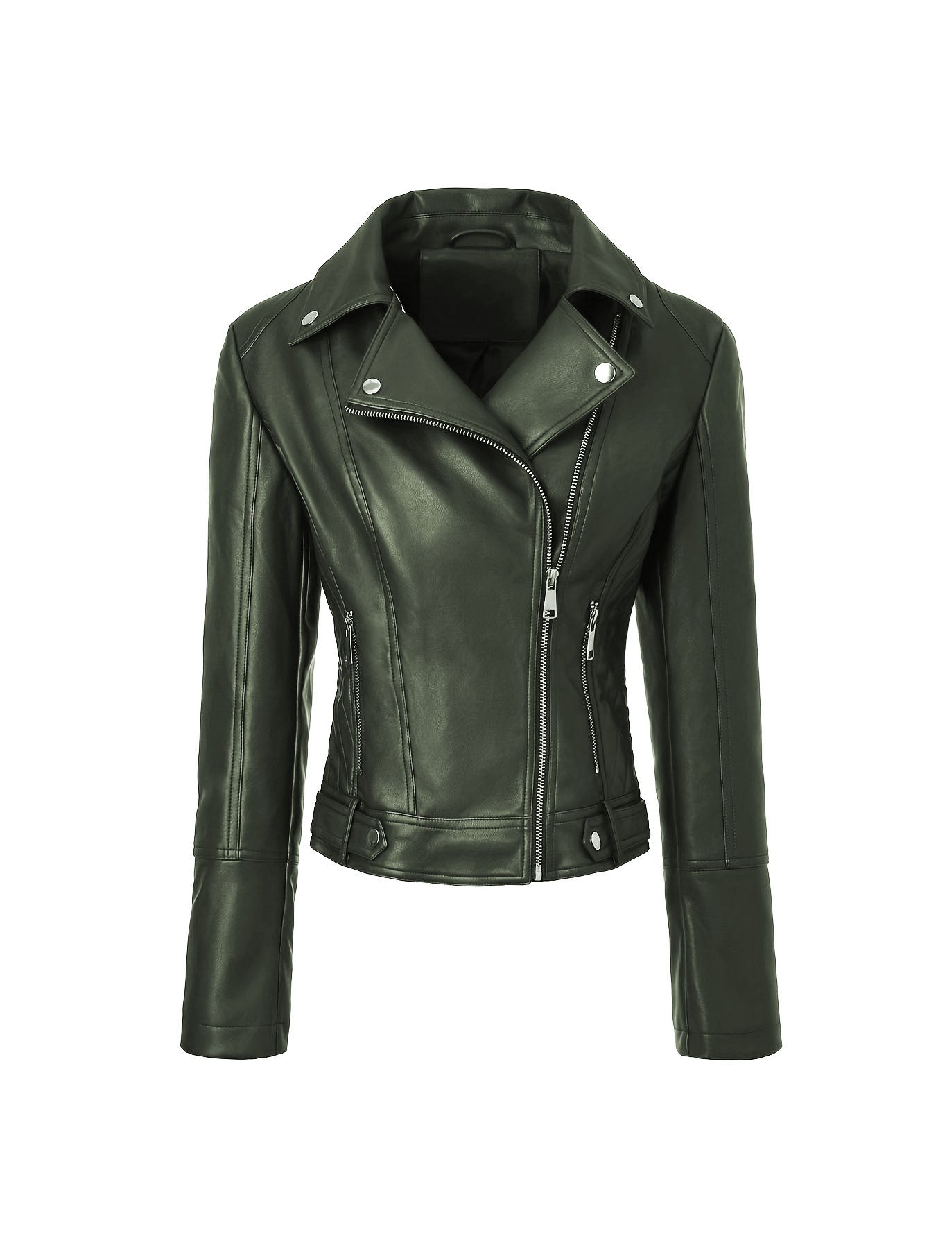 Women's Slim-Fit Faux Leather Moto Jacket