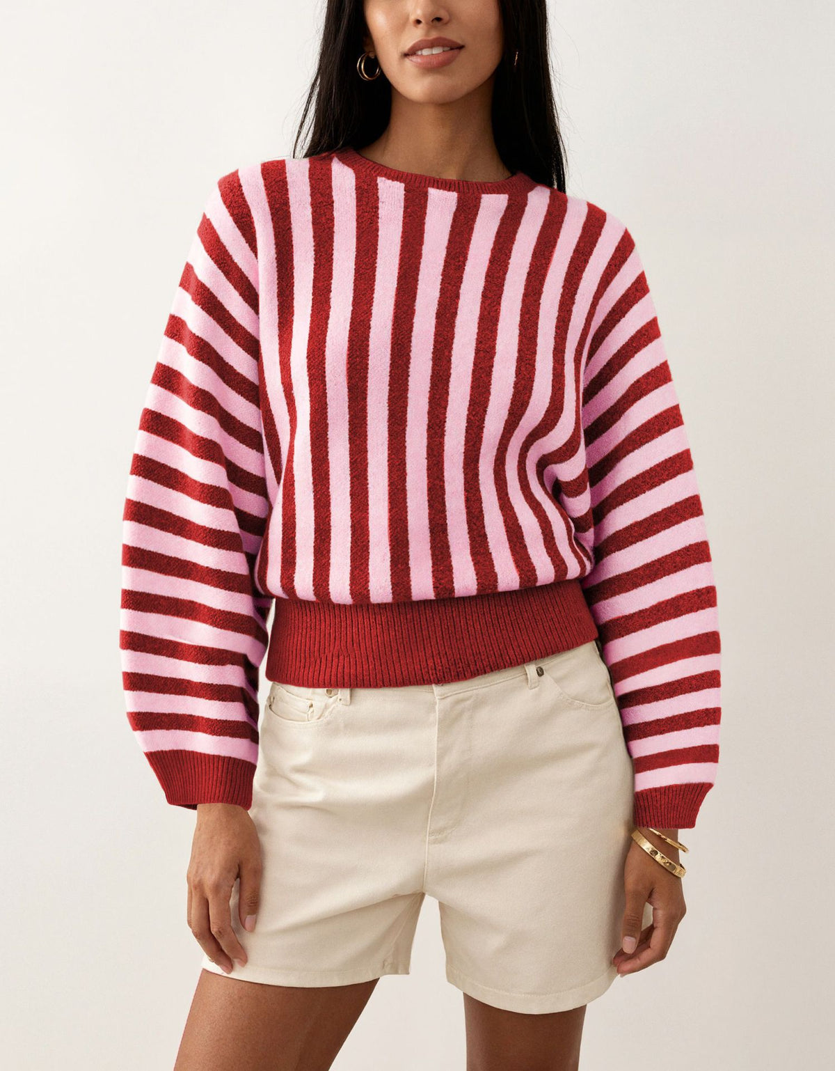 Women's Long Sleeve Striped Pullover Sweater