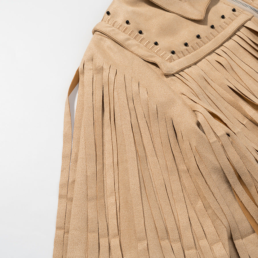 Design Retro Tassel Long Sleeve Jacket