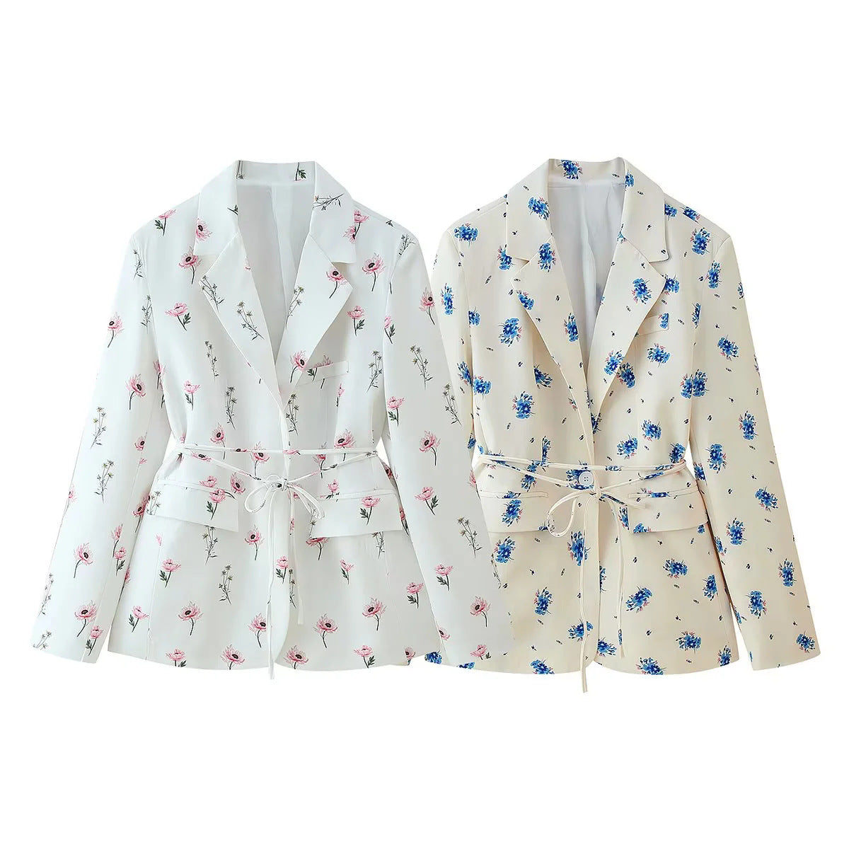 Elegant Flower Print Suit Jacket for Women