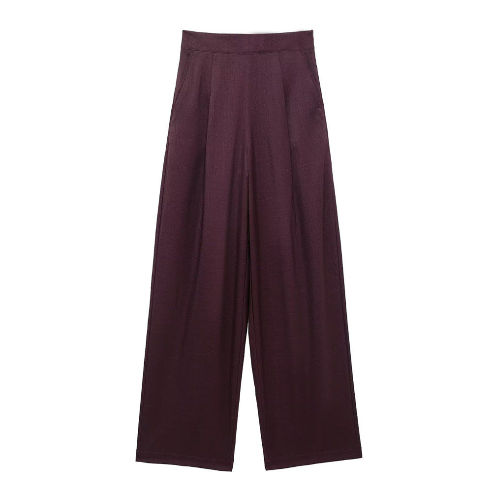 Women's Suit Shirt High Waist Pleated Pants Set