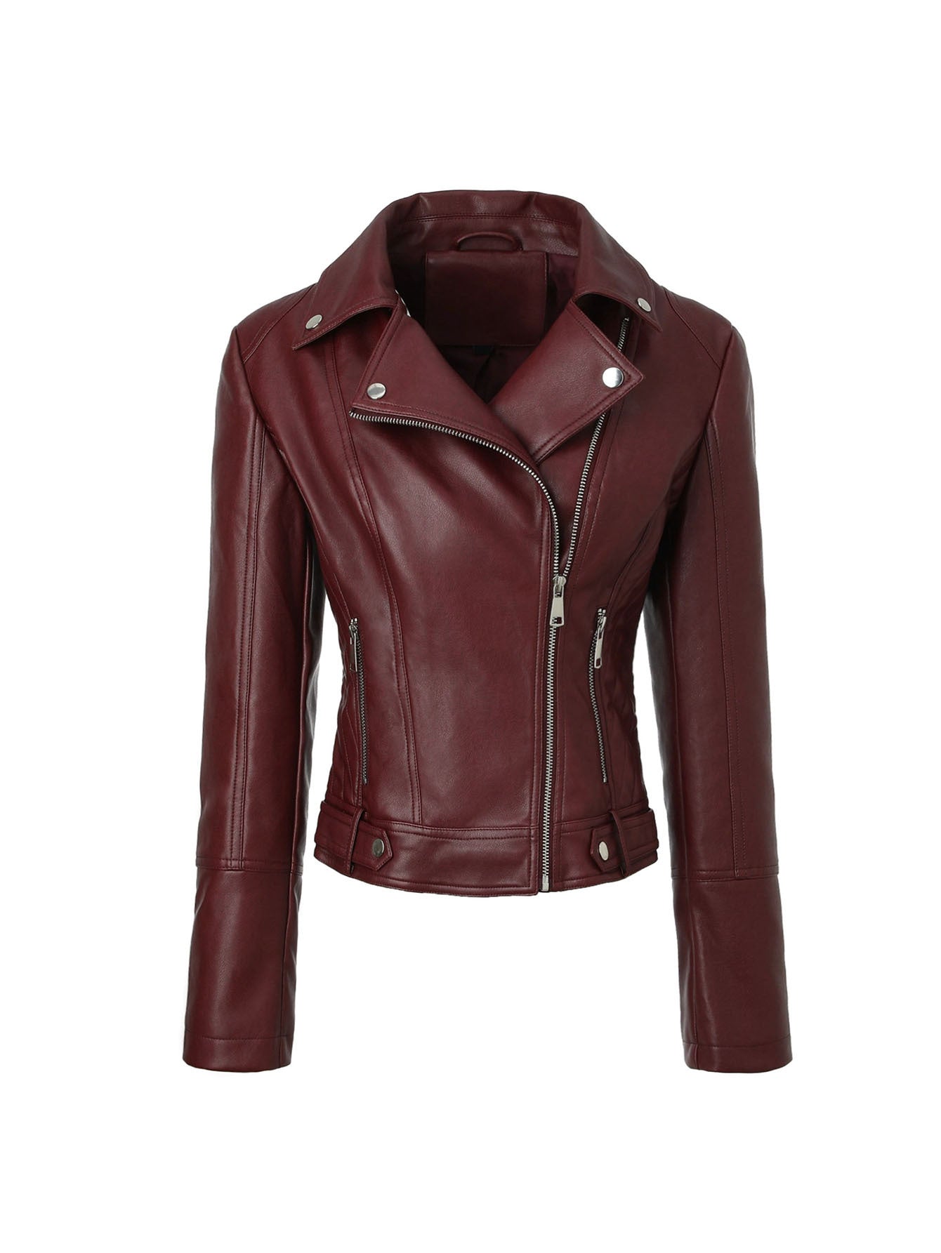 Women's Slim-Fit Faux Leather Moto Jacket