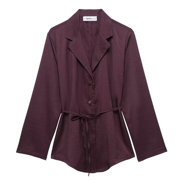 Women's Suit Shirt High Waist Pleated Pants Set