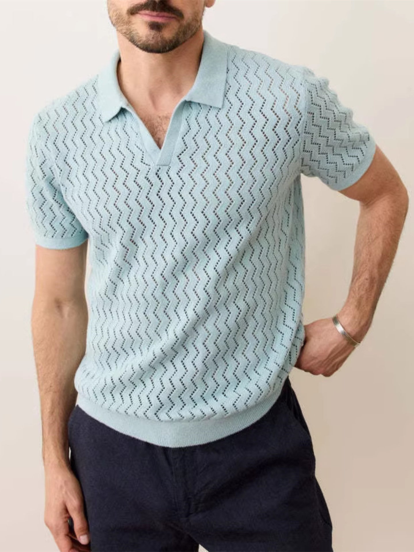 Hollow Knit Polo