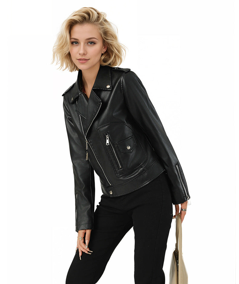 Women's Black Faux Leather Jacket