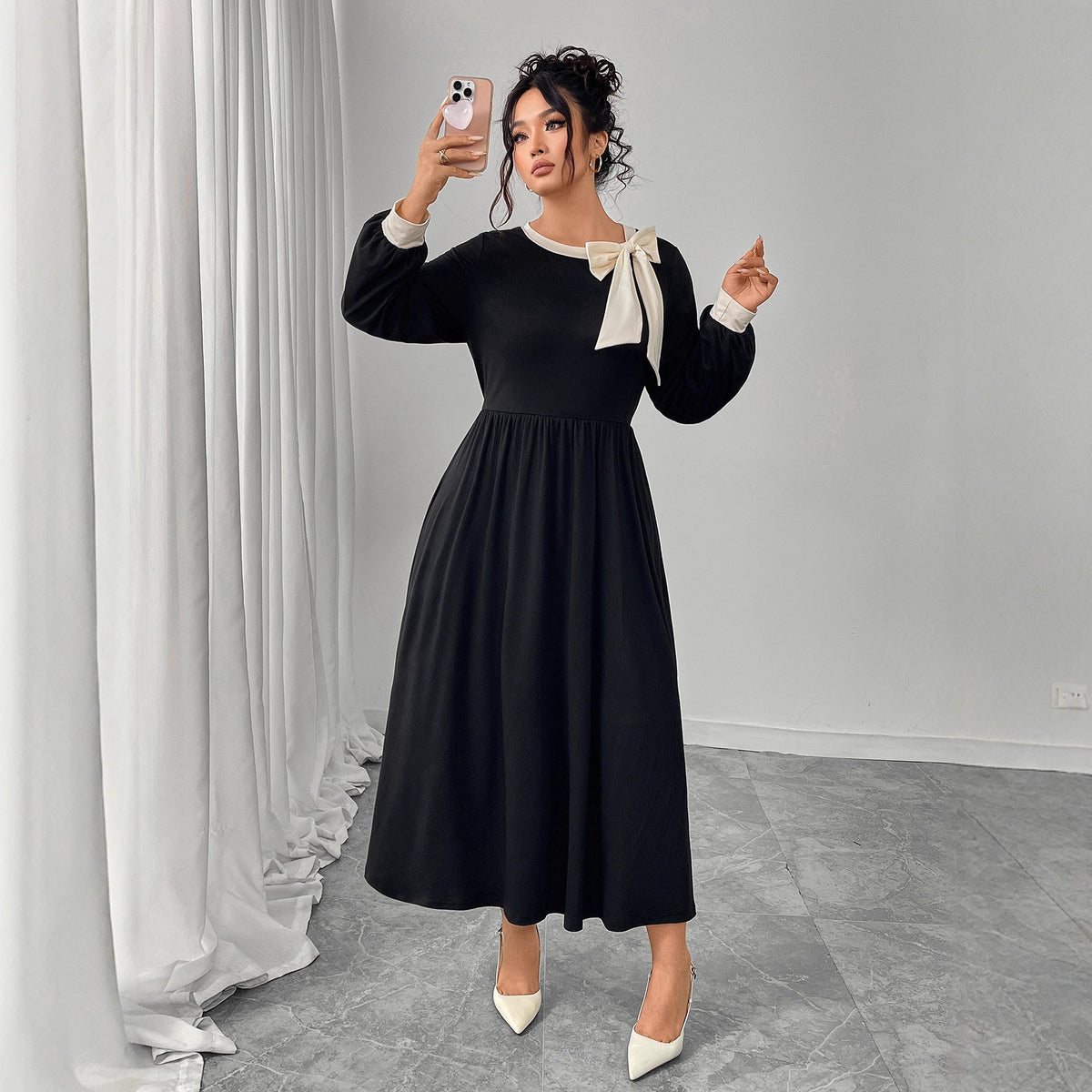 Women's Plus Size Black Spandex Maxi Dress