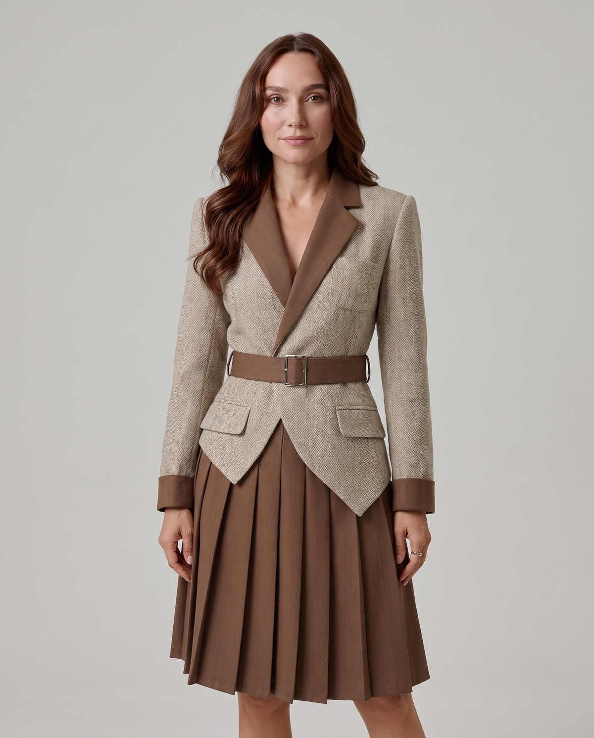 OLONA jacket dress neckline and sleeve detail