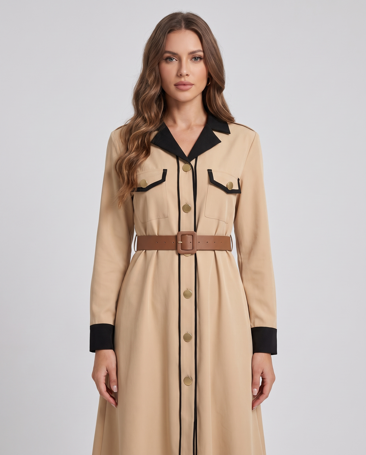 Collared shirt dress – collar and button detail