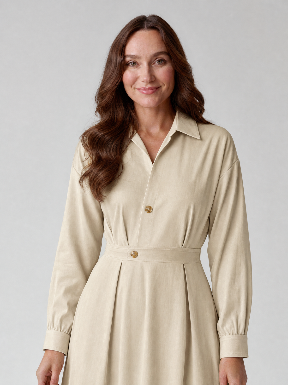 Collared shirt dress – collar and sleeve detail
