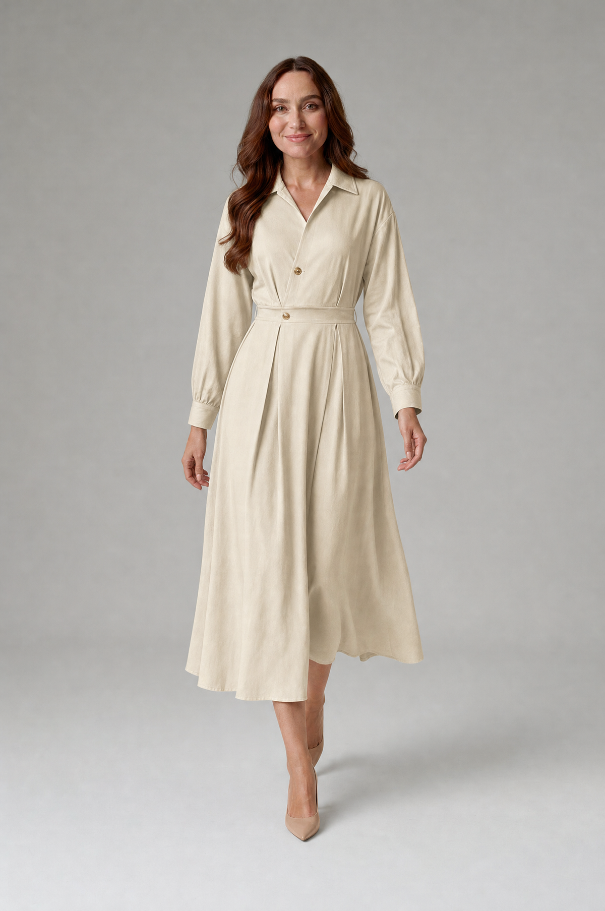 Women's collared shirt dress – walking