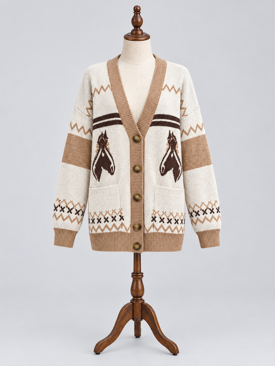 Women's long sleeve sweatshirt cardigan on a mannequin