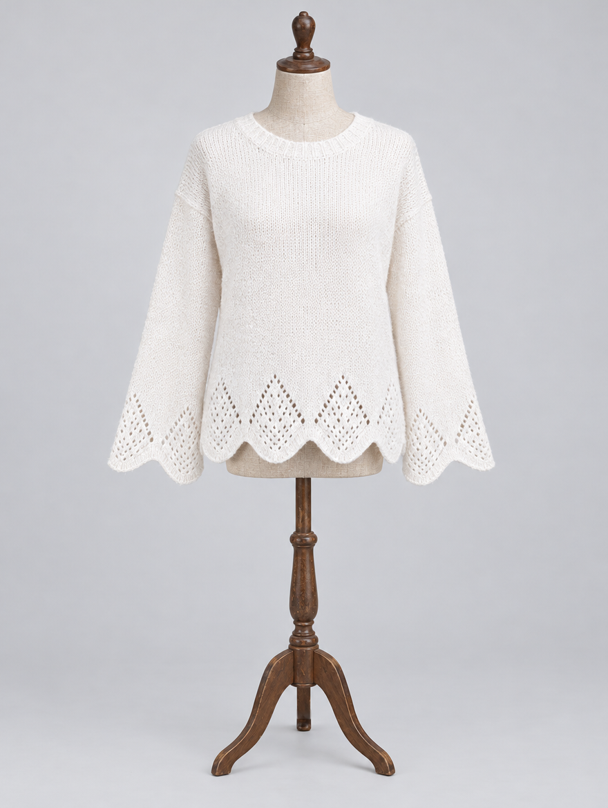 Women's round-neck knit base sweater on a mannequin
