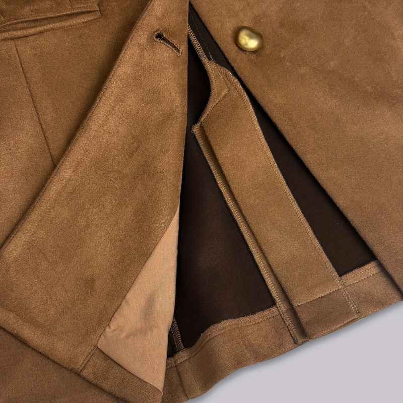 Women's Camel Brown Long Sleeve Button-Front Blazer Suit Coat