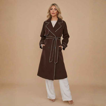 Women's Brown Belted Trench Coat