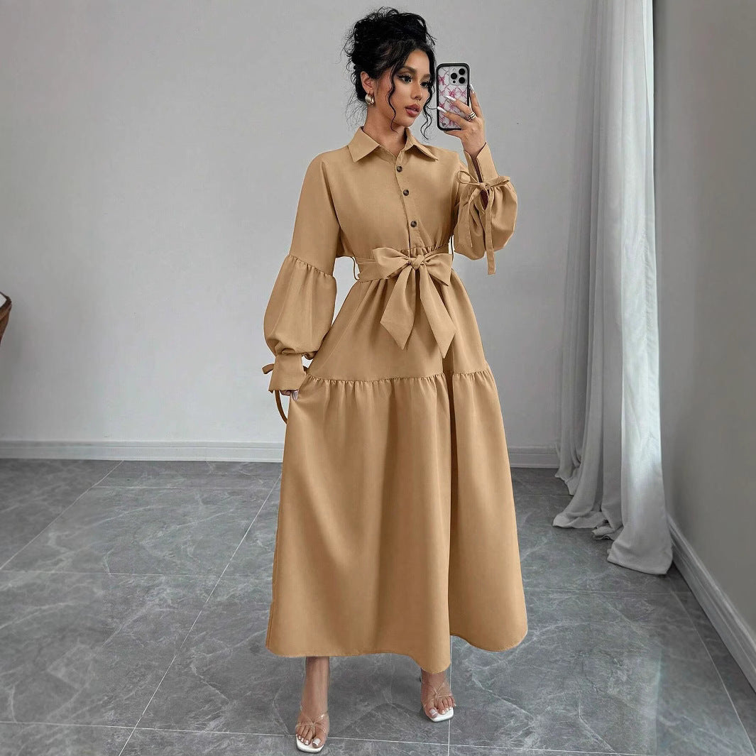 Women's long floor-length maxi dress, front view