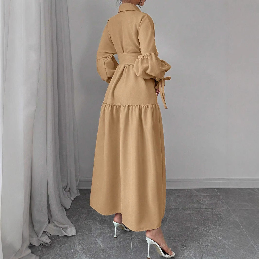 Women's maxi dress, styled view showing drape
